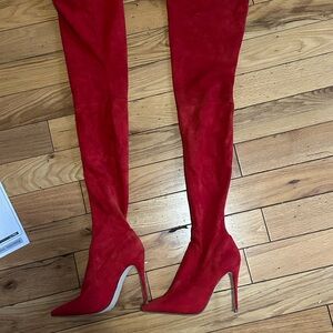 Red thigh high Women's Boots